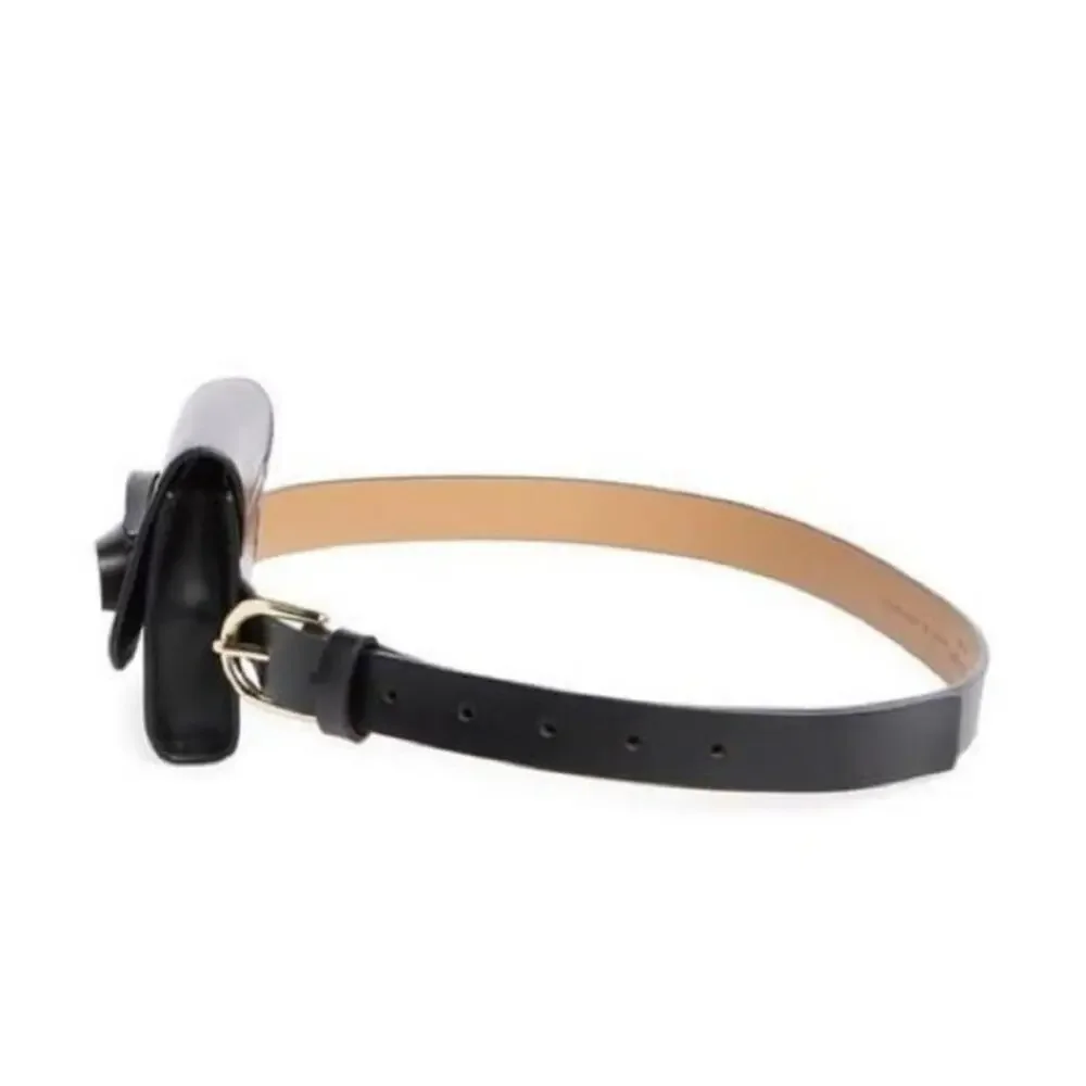 NWT - Kate Spade - leather black bow belt bag size L/XL.